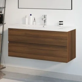 Badezimmerschrank aus braunem Eichensperrholz mit Waschbecken von , Badezimmerwaschtische - Ref: Foro24-3152890, Preis: 331,0...