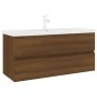 Badezimmerschrank aus braunem Eichensperrholz mit Waschbecken von , Badezimmerwaschtische - Ref: Foro24-3152890, Preis: 331,0...