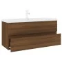 Badezimmerschrank aus braunem Eichensperrholz mit Waschbecken von , Badezimmerwaschtische - Ref: Foro24-3152890, Preis: 331,0...