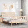 Bed frame with solid wood headboard 140x200 cm by , Beds and slatted bases - Ref: Foro24-3191971, Price: 125,88 €, Discount: %