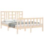 Bed frame with solid wood headboard 140x200 cm by , Beds and slatted bases - Ref: Foro24-3191971, Price: 125,88 €, Discount: %