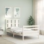 Weißer Bettrahmen aus Massivholz mit Kopfteil von , Betten und Lattenroste - Ref: Foro24-3194082, Preis: 111,32 €, Rabatt: %