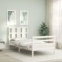 White solid wood bed frame with headboard by , Beds and slatted bases - Ref: Foro24-3194082, Price: 107,94 €, Discount: %