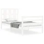 Estructura de cama con cabecero madera maciza blanco de , Camas y somieres - Ref: Foro24-3194082, Precio: 109,82 €, Descuento: %