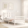 Weißer Bettrahmen aus Massivholz mit Kopfteil von , Betten und Lattenroste - Ref: Foro24-3194082, Preis: 111,32 €, Rabatt: %