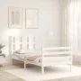 White solid wood bed frame with headboard by , Beds and slatted bases - Ref: Foro24-3194082, Price: 107,94 €, Discount: %