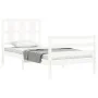White solid wood bed frame with headboard by , Beds and slatted bases - Ref: Foro24-3194082, Price: 107,94 €, Discount: %