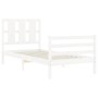 Weißer Bettrahmen aus Massivholz mit Kopfteil von , Betten und Lattenroste - Ref: Foro24-3194082, Preis: 111,32 €, Rabatt: %
