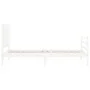 White solid wood bed frame with headboard by , Beds and slatted bases - Ref: Foro24-3194082, Price: 107,94 €, Discount: %