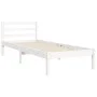 White solid wood bed frame with headboard by , Beds and slatted bases - Ref: Foro24-3194082, Price: 107,94 €, Discount: %