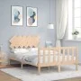 Double bed frame with solid wood headboard by , Beds and slatted bases - Ref: Foro24-3193441, Price: 143,13 €, Discount: %