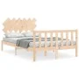 Double bed frame with solid wood headboard by , Beds and slatted bases - Ref: Foro24-3193441, Price: 143,13 €, Discount: %