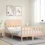 Double bed frame with solid wood headboard by , Beds and slatted bases - Ref: Foro24-3193441, Price: 143,13 €, Discount: %