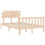 Double bed frame with solid wood headboard by , Beds and slatted bases - Ref: Foro24-3193441, Price: 136,16 €, Discount: %