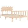 Double bed frame with solid wood headboard by , Beds and slatted bases - Ref: Foro24-3193441, Price: 143,13 €, Discount: %
