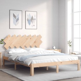 Estructura de cama con cabecero madera maciza 140x200 cm de , Camas y somieres - Ref: Foro24-3193726, Precio: 124,40 €, Descu...