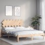 Bed frame with solid wood headboard 140x200 cm by , Beds and slatted bases - Ref: Foro24-3193726, Price: 124,40 €, Discount: %