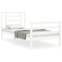 White solid wood bed frame with headboard by , Beds and slatted bases - Ref: Foro24-3194667, Price: 102,11 €, Discount: %