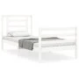 White solid wood bed frame with headboard by , Beds and slatted bases - Ref: Foro24-3194667, Price: 98,82 €, Discount: %