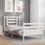 White solid wood bed frame with headboard by , Beds and slatted bases - Ref: Foro24-3194667, Price: 98,82 €, Discount: %