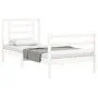 White solid wood bed frame with headboard by , Beds and slatted bases - Ref: Foro24-3194667, Price: 98,82 €, Discount: %