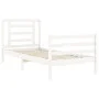 White solid wood bed frame with headboard by , Beds and slatted bases - Ref: Foro24-3194667, Price: 98,82 €, Discount: %