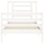 White solid wood bed frame with headboard by , Beds and slatted bases - Ref: Foro24-3194667, Price: 102,11 €, Discount: %