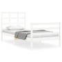 White solid wood bed frame with headboard by , Beds and slatted bases - Ref: Foro24-3193952, Price: 101,30 €, Discount: %