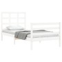 White solid wood bed frame with headboard by , Beds and slatted bases - Ref: Foro24-3193952, Price: 101,30 €, Discount: %