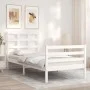 White solid wood bed frame with headboard by , Beds and slatted bases - Ref: Foro24-3193952, Price: 98,02 €, Discount: %