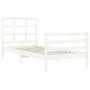 White solid wood bed frame with headboard by , Beds and slatted bases - Ref: Foro24-3193952, Price: 98,02 €, Discount: %