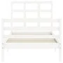 White solid wood bed frame with headboard by , Beds and slatted bases - Ref: Foro24-3193952, Price: 98,02 €, Discount: %