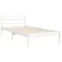 White solid wood bed frame with headboard by , Beds and slatted bases - Ref: Foro24-3193952, Price: 98,02 €, Discount: %