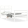 Solid white wood bed frame with headboard by , Beds and slatted bases - Ref: Foro24-3194797, Price: 102,96 €, Discount: %