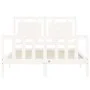 Double bed frame with white solid wood headboard by , Beds and slatted bases - Ref: Foro24-3192142, Price: 179,76 €, Discount: %