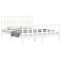 Double bed frame with white solid wood headboard by , Beds and slatted bases - Ref: Foro24-3192432, Price: 160,39 €, Discount: %