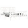 Double bed frame with white solid wood headboard by , Beds and slatted bases - Ref: Foro24-3192432, Price: 158,35 €, Discount: %