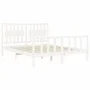 Double bed frame with white solid wood headboard by , Beds and slatted bases - Ref: Foro24-3192432, Price: 158,35 €, Discount: %