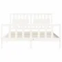 Double bed frame with white solid wood headboard by , Beds and slatted bases - Ref: Foro24-3192432, Price: 158,35 €, Discount: %