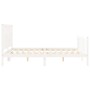 Double bed frame with white solid wood headboard by , Beds and slatted bases - Ref: Foro24-3192432, Price: 160,39 €, Discount: %