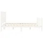 Double bed frame with white solid wood headboard by , Beds and slatted bases - Ref: Foro24-3192432, Price: 158,35 €, Discount: %