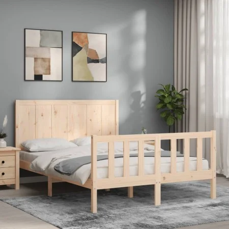 Doppelbettgestell mit Kopfteil aus Massivholz von , Betten und Lattenroste - Ref: Foro24-3192596, Preis: 158,33 €, Rabatt: %