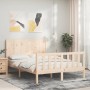 Double bed frame with solid wood headboard by , Beds and slatted bases - Ref: Foro24-3192596, Price: 160,75 €, Discount: %