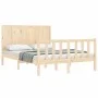 Doppelbettgestell mit Kopfteil aus Massivholz von , Betten und Lattenroste - Ref: Foro24-3192596, Preis: 158,33 €, Rabatt: %