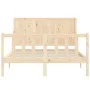 Doppelbettgestell mit Kopfteil aus Massivholz von , Betten und Lattenroste - Ref: Foro24-3192596, Preis: 158,33 €, Rabatt: %