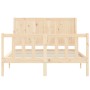 Double bed frame with solid wood headboard by , Beds and slatted bases - Ref: Foro24-3192596, Price: 160,75 €, Discount: %