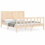 Bed frame with solid wood headboard 160x200 cm by , Beds and slatted bases - Ref: Foro24-3192631, Price: 165,55 €, Discount: %