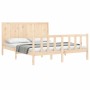 Bed frame with solid wood headboard 160x200 cm by , Beds and slatted bases - Ref: Foro24-3192631, Price: 165,55 €, Discount: %