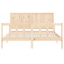 Bed frame with solid wood headboard 160x200 cm by , Beds and slatted bases - Ref: Foro24-3192631, Price: 165,55 €, Discount: %