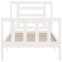 White solid wood bed frame with headboard by , Beds and slatted bases - Ref: Foro24-3192847, Price: 101,20 €, Discount: %